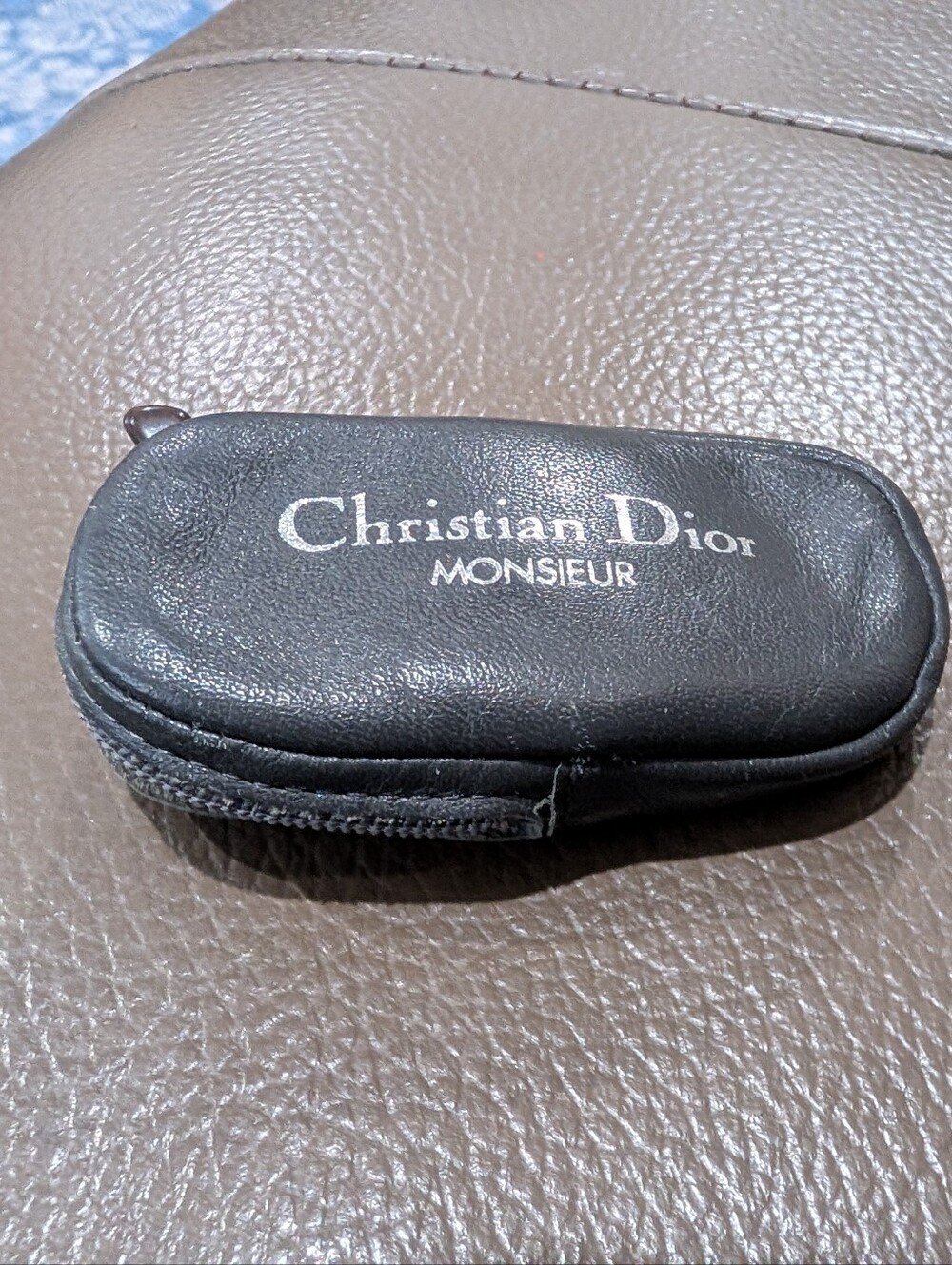 Vintage Christian Dior Monsieur Black Leather Case With Foldable Reading Glasses